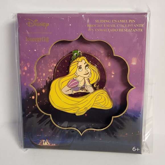 Loungefly Disney Tangled Pin LE 600 Rapunzel Pascal 3" Sliding Enamel Pin New - Picture 1 of 4